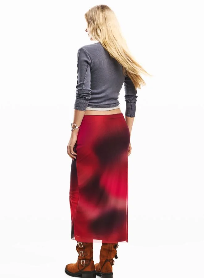 Desigual Red Midi Tulle Skirt for Women | Best Price UAE